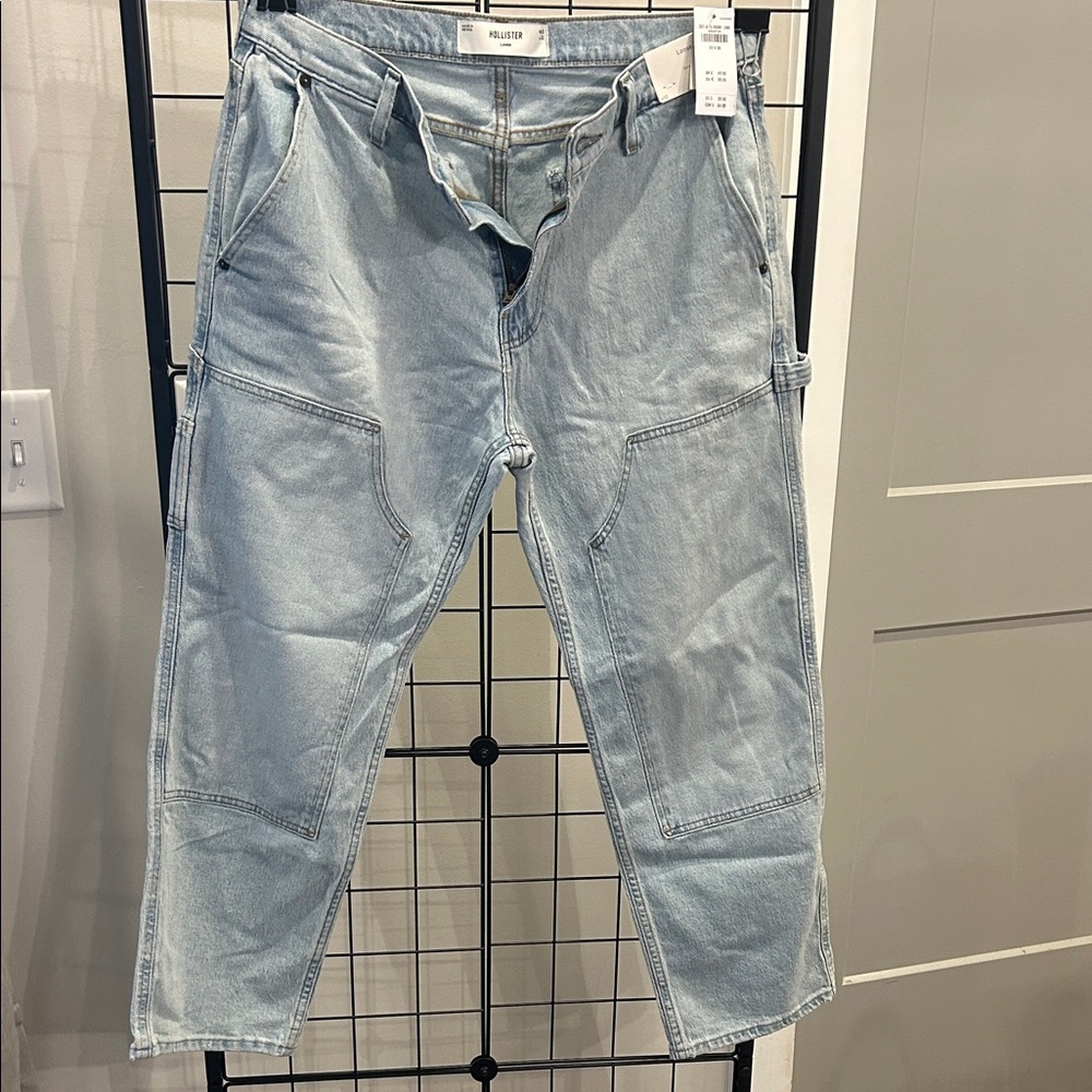 Hollister Men's Loose Light Blue Carpenter Jeans NWT 32X30 NWT